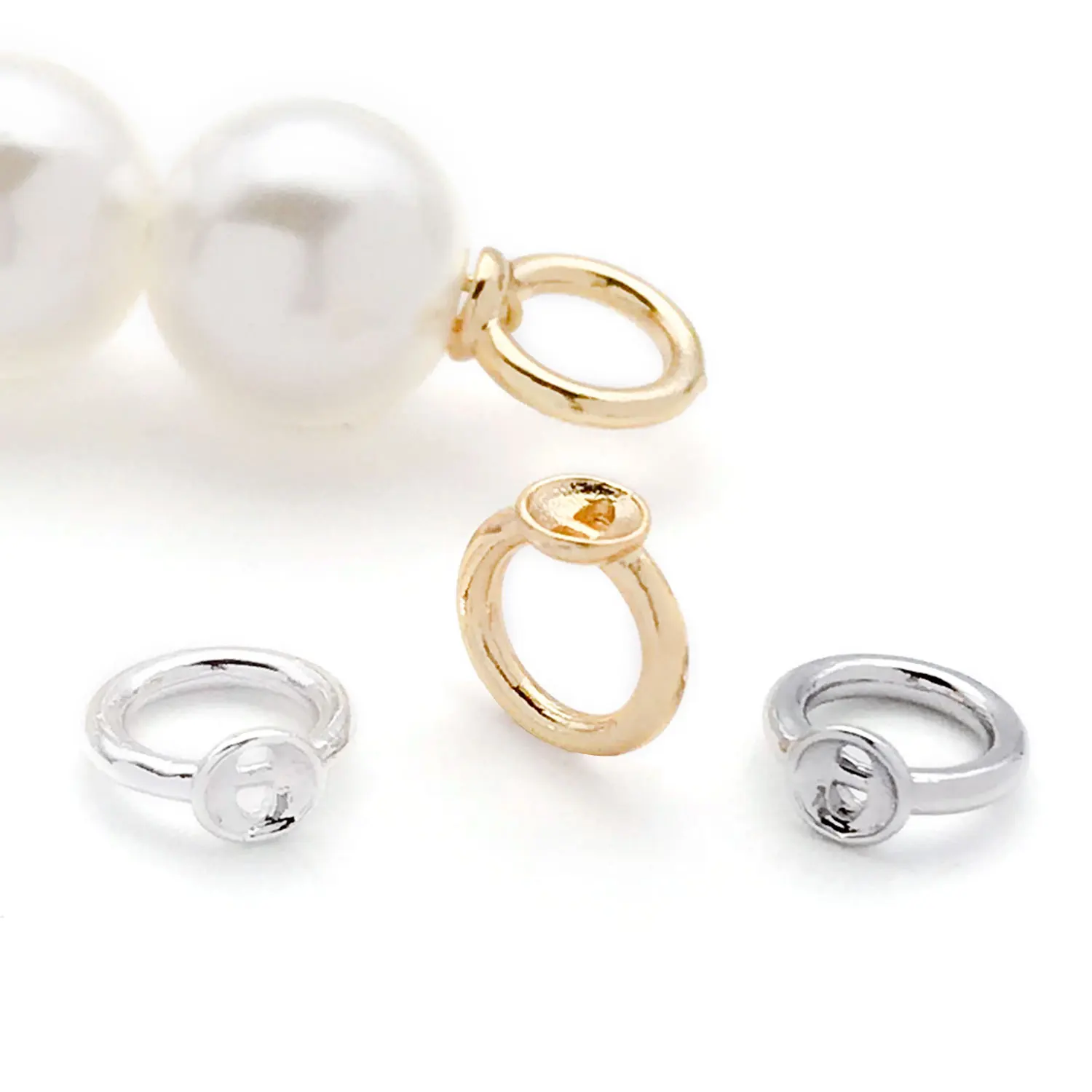 10pcs 18K Real Gold Plated Brass Pearl End Beads Caps Connector With Loop For DIY Bracelet Necklace Jewelry Making Accessories