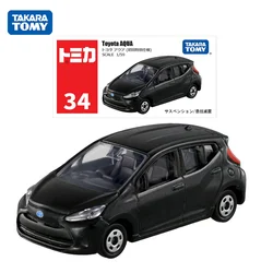 TAKARA TOMY Tomica 1/59 nr 34 Toyota AQUA samochód Mini odlewany model samochodu ze stopu metalowa zabawka prezenty dla dzieci chłopcy