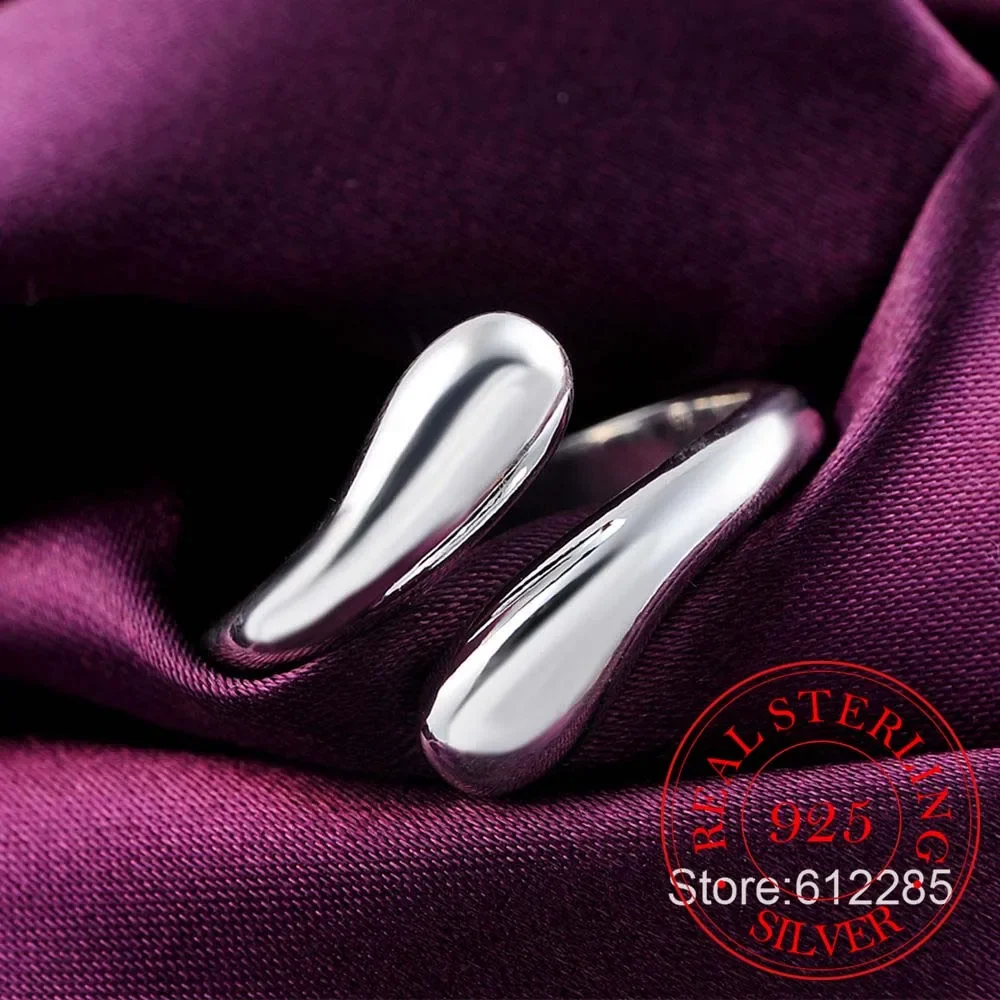 925 Sterling Silver Rings for Women Bijoux, Cute Opening Adjustable Water Drop Ring Anillos De Plata 925 Anel Feminino Jewelry