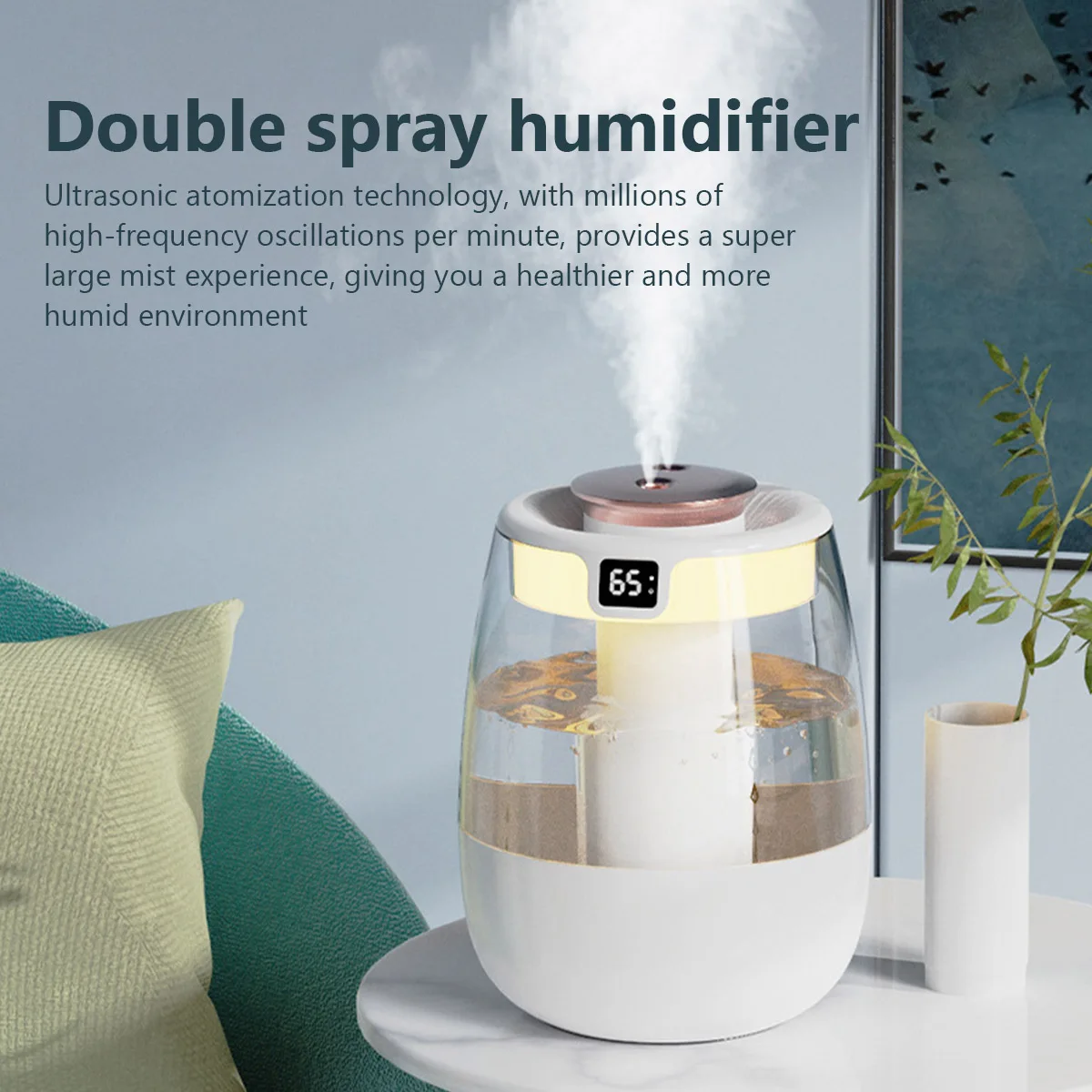1.3L Air Humidifier Double Spray Port Cool Mist Maker Fragrance Diffuser Home Office Essential Oil Aroma humidificador purifier