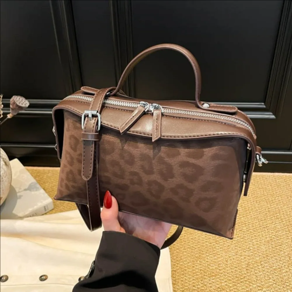 

Fashion Leopard Box Bags for Women Handbags Patchwork Shoulder Crossbody Bag PU Leather Designer Bag NEW Shopper Tote Female