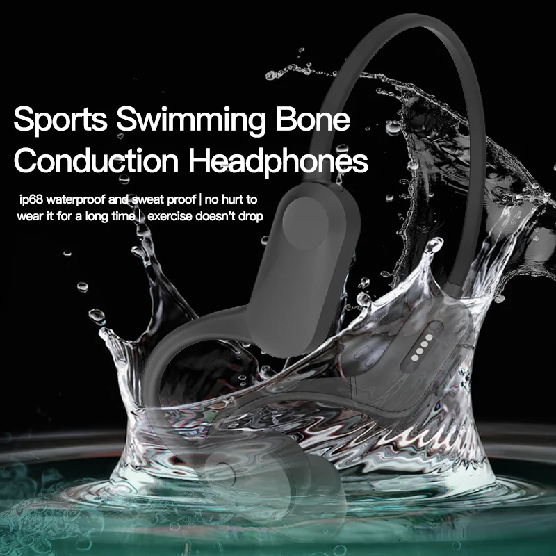 Bone conduction swimming earphones do not enter the ear, sports waterproof strap, 32G memory, ear mounted Bluetooth earphones