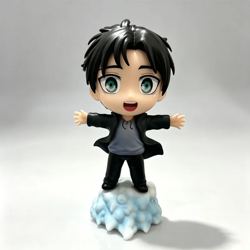 Anime Attack on Titan Eren Yeager Chibi Figure Cloud Platform Base Cute Collectible Doll Desktop Display Ornament Toy Fans Gift