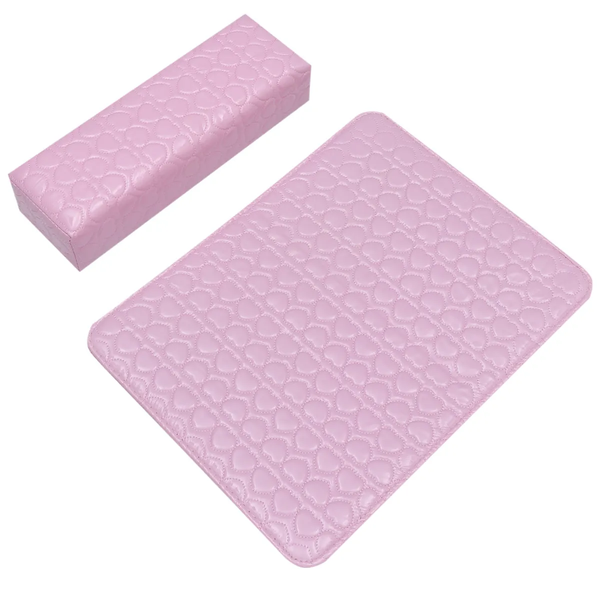 

Square Nail Table Wrist Pad Set Heart Pattern Premium PU Exterior Dense Sponge Fill Ideal for Beginners Salon