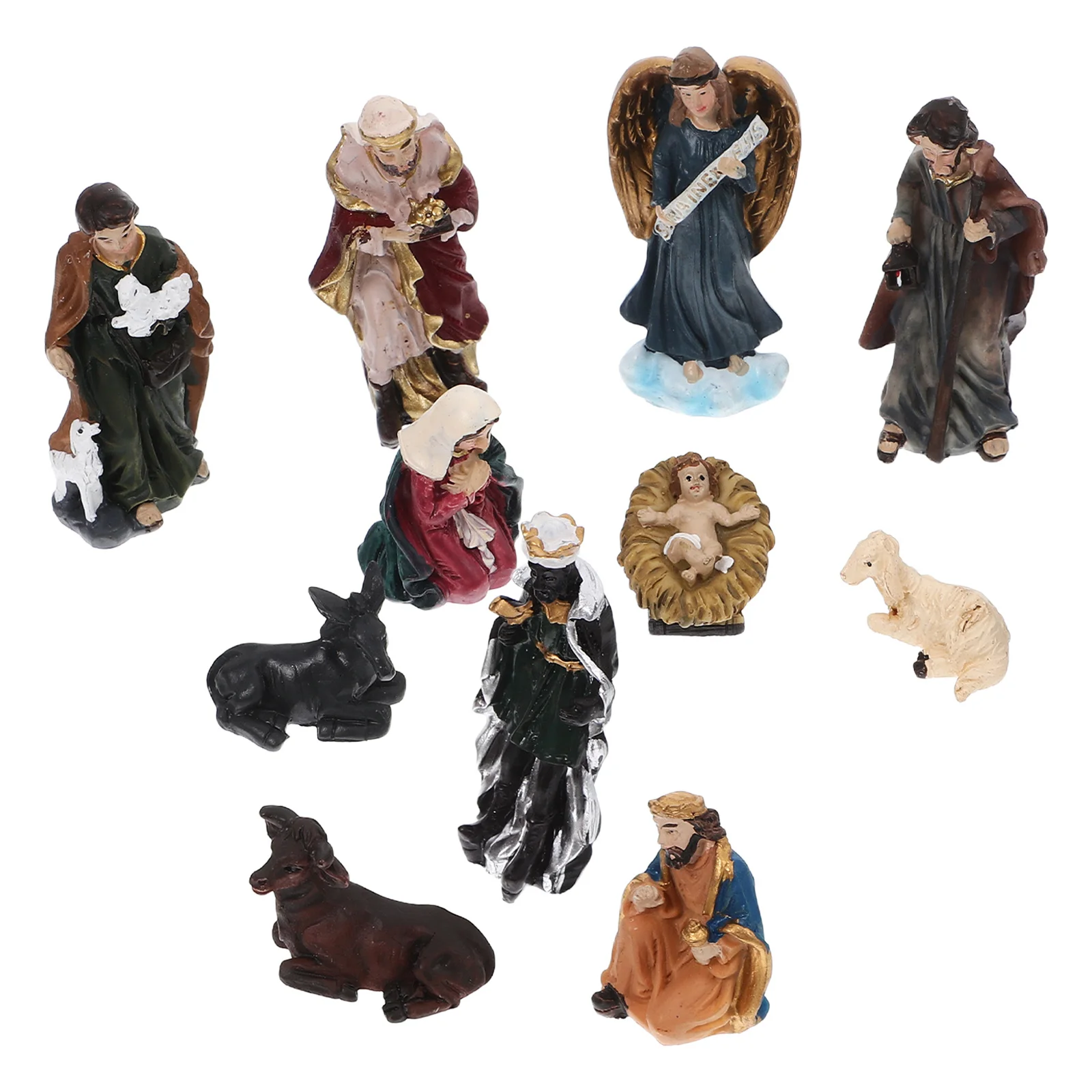 

1Set Jesus Nativity Carving Delicate Handcrafted Religious Sculpture Artware for Desktop Holiday Party Home Decoration