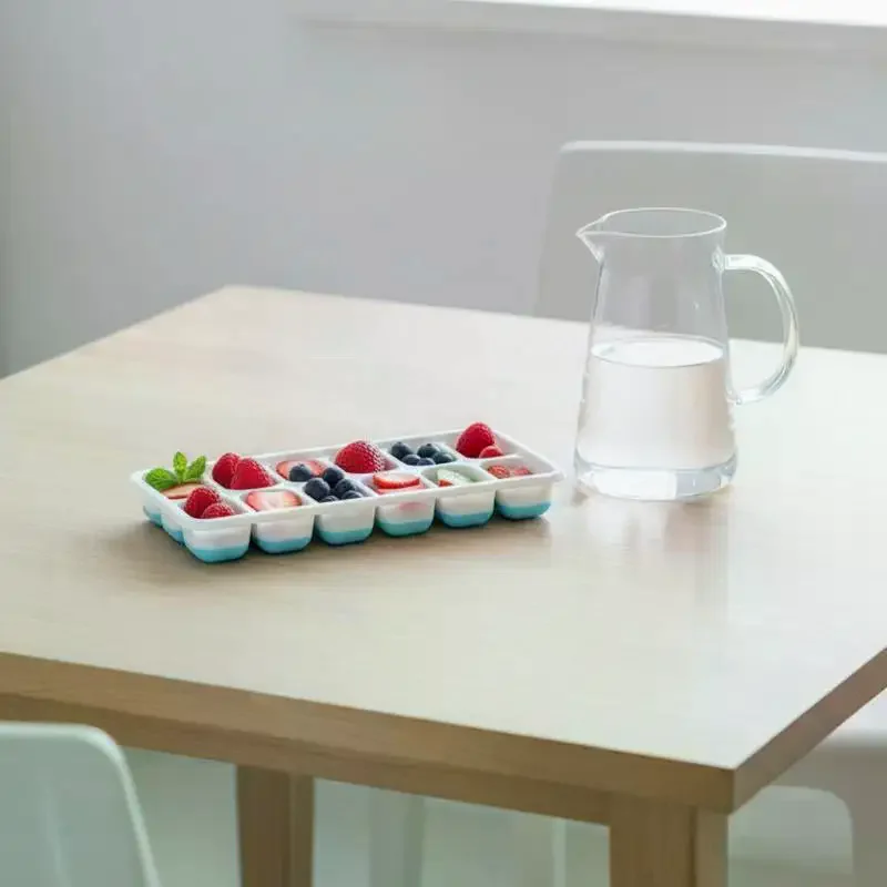 Ice Cube Trays with Lid 4 Pack 14 Cavities Each Flexible Silicone for  Coffee Juices Cold Beverages