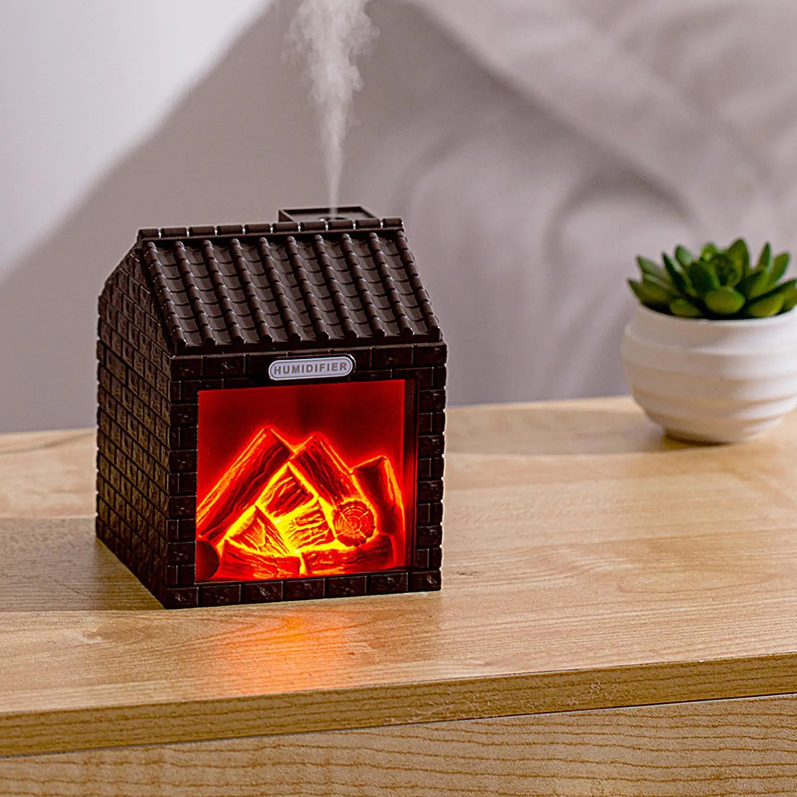 Humidificador difusor de aire con llama para chimenea, humidificador de aromaterapia con llama de fuego, escritorio de atomización de niebla fría silenciosa