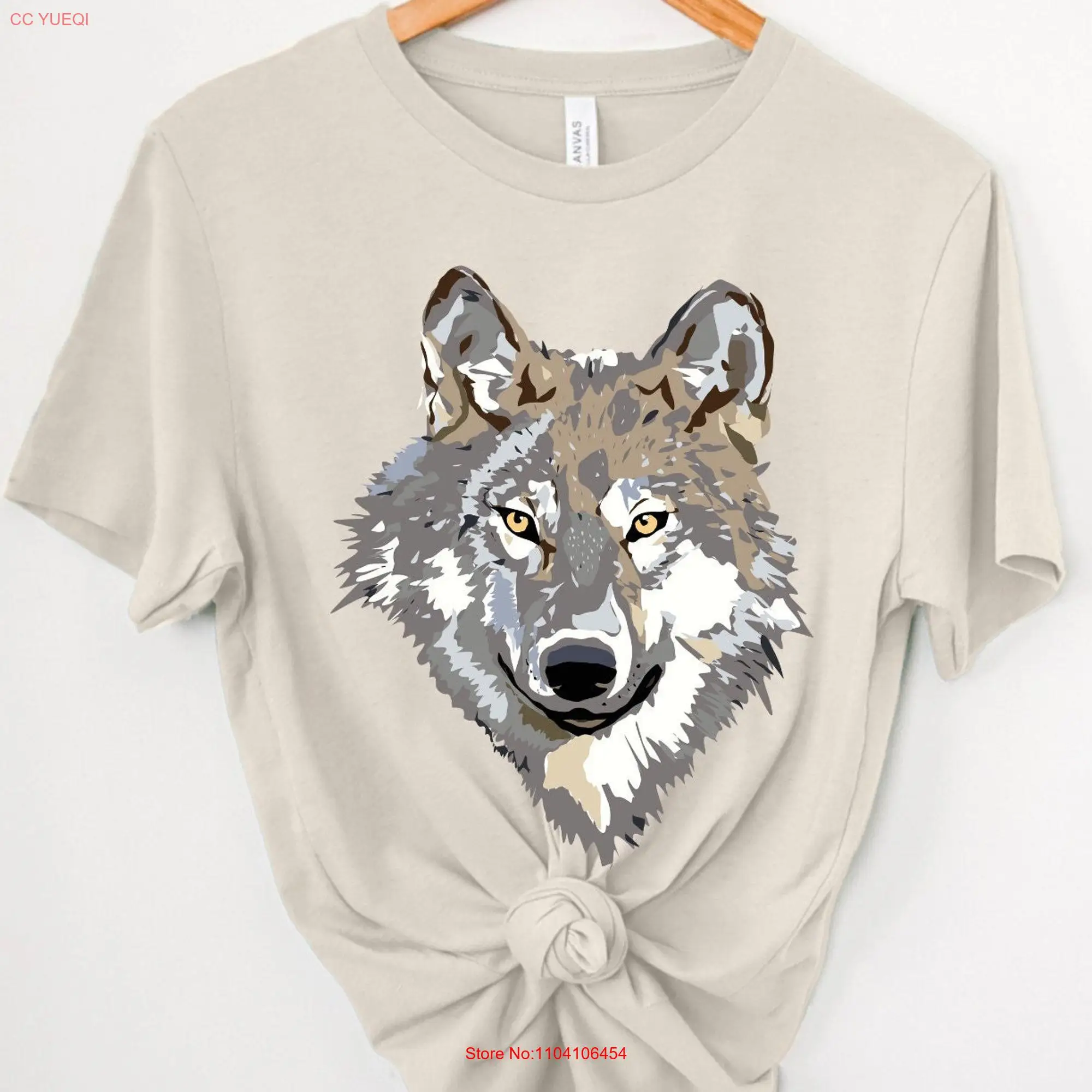 Wolf T Shirt Animal AbstracT Nature Head Painted Minimalist Outdoor long or short sleeves