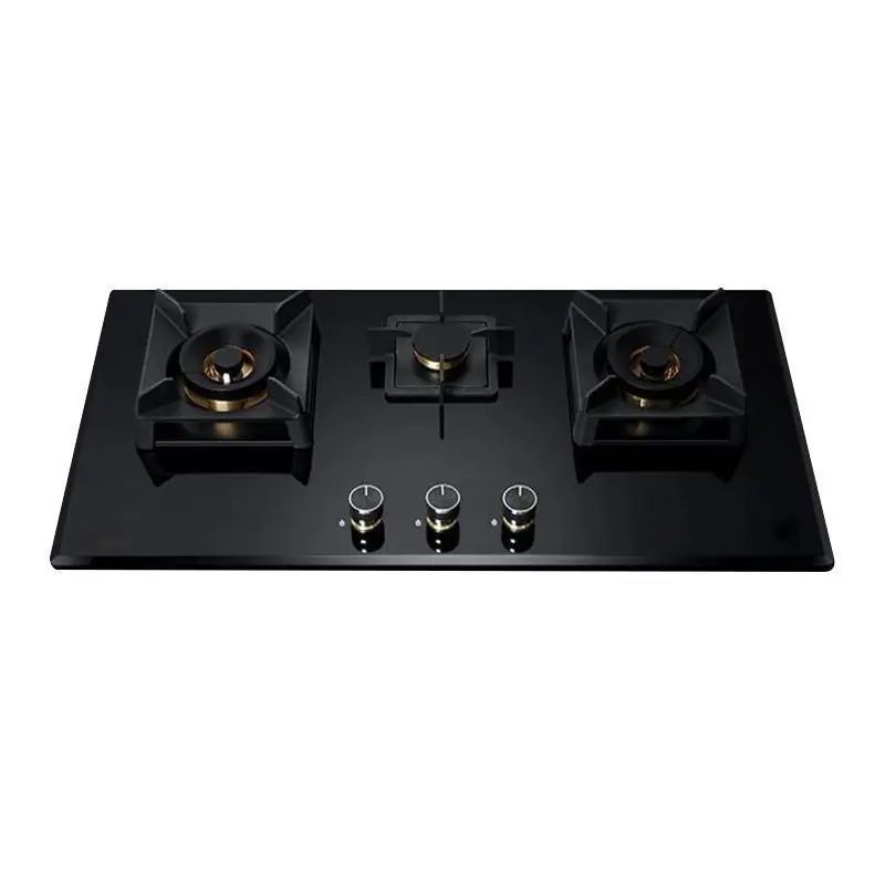 موقد غاز مدمج بثلاث شعلات منزلية، مؤقت من الزجاج المقسى السميك، موقد عالي الطاقة