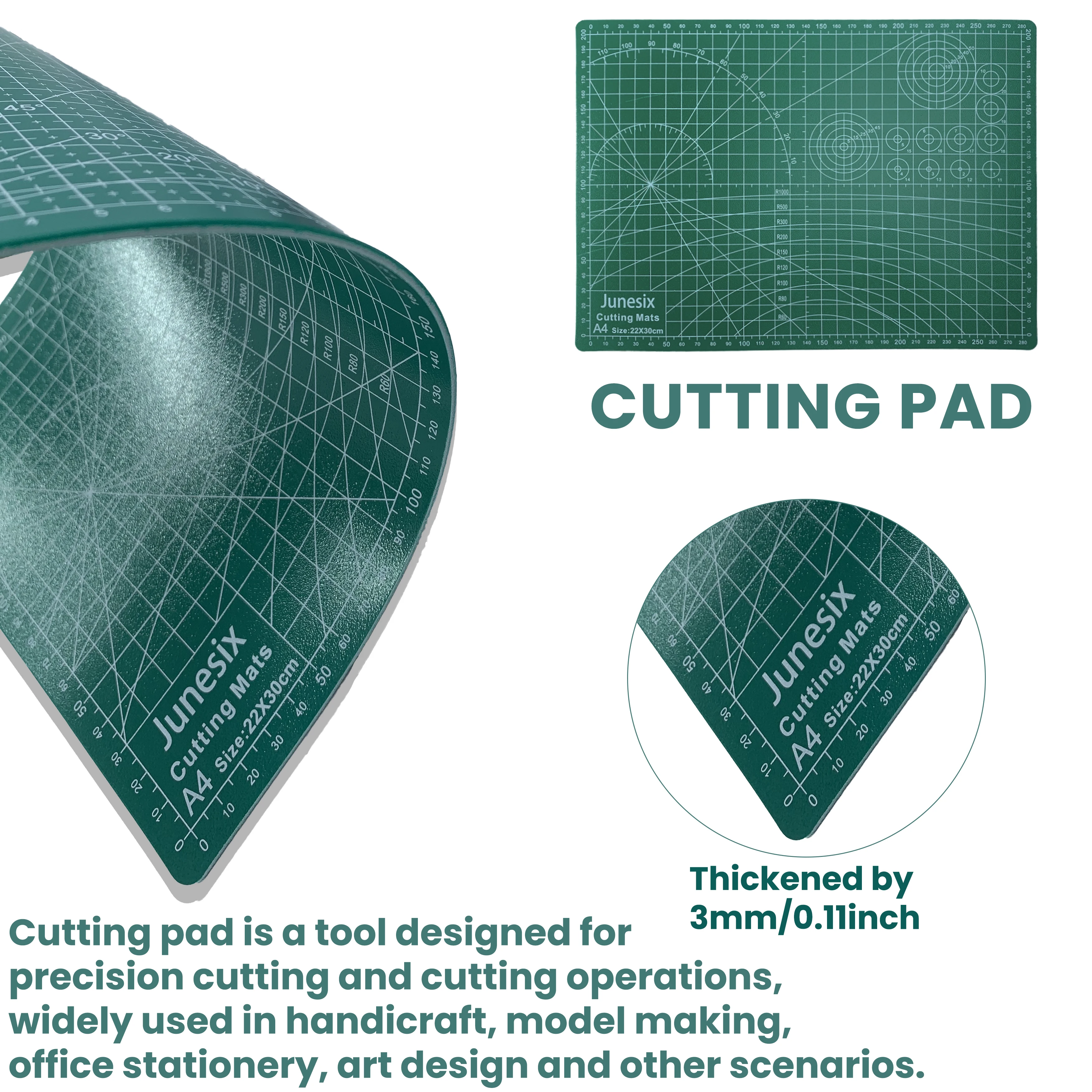 A4 Double-Sided Cutting Pad for Sewing 3mm Thickness Screened 1/2 Grid Durable Pad with Long Service Life for DIY Sewing