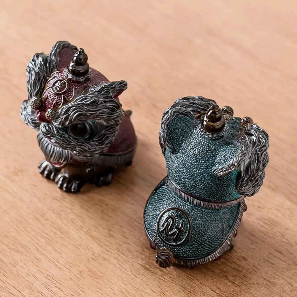 Resin Color-Changing Tea Pet Drinking Tea Decoration for Tea Table Top Chinese Trendy Lion Dance Wake-Up Craft Home Decor