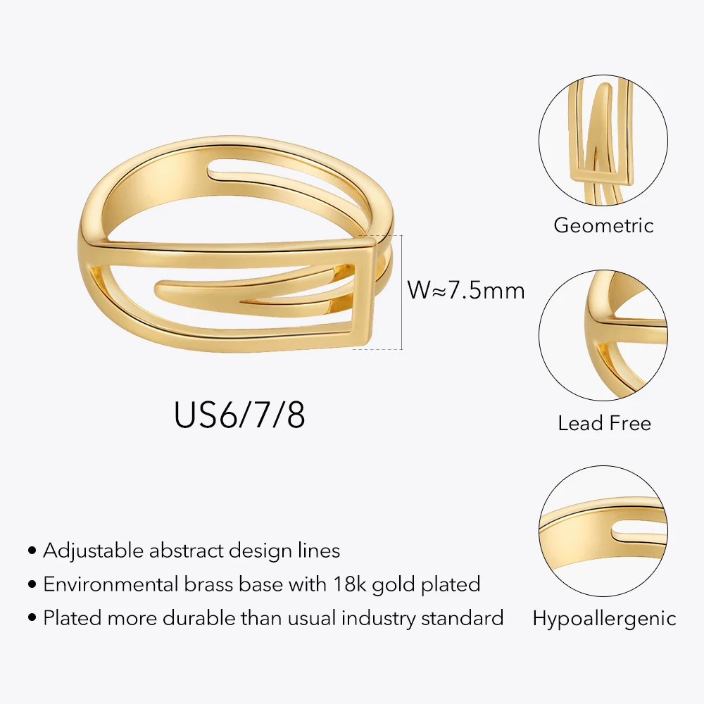 ENFASHION Geometric Rings For Women 18K Gold Color Ring Anillos Mujer Fashion Jewelry 2022 Wholesale Christmas Halloween 224178 image 2