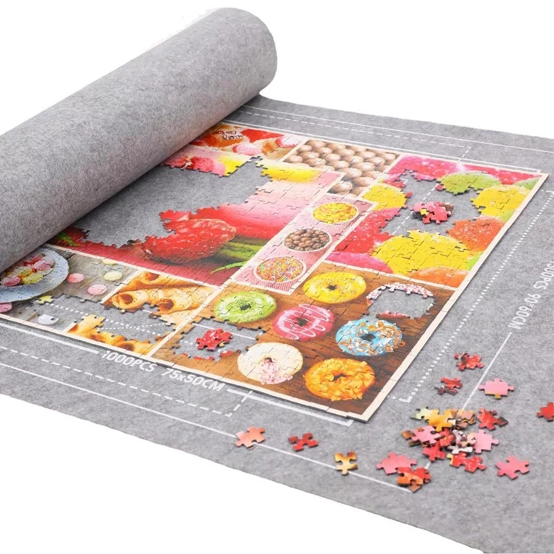 Puzzle Mat Roll Up Storage Pad 1500/2000/3000PCS Capacity Non-Slip Felt Puzzle Organizer Birthday Gifts Grey Black Available ZYF