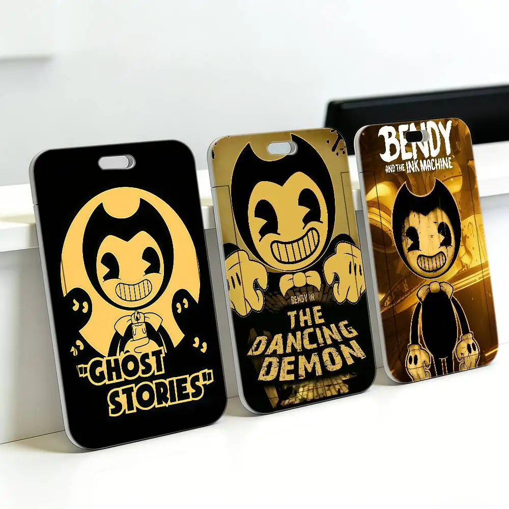 Llavero de Bendy and the Ink Machine, Funda para Tarjeta de Autobús, Porta Identificación, Porta Pasaporte, Correa para Colgar, Regalos, Accesorios para Llaves