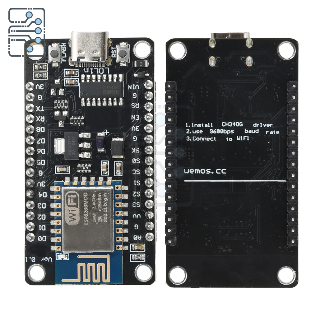 Dc+Type-C Expansion Board Esp8266 Wifi Development Board Expansion Board Compatible With Nodemcu Lua V3 Iot Development Board