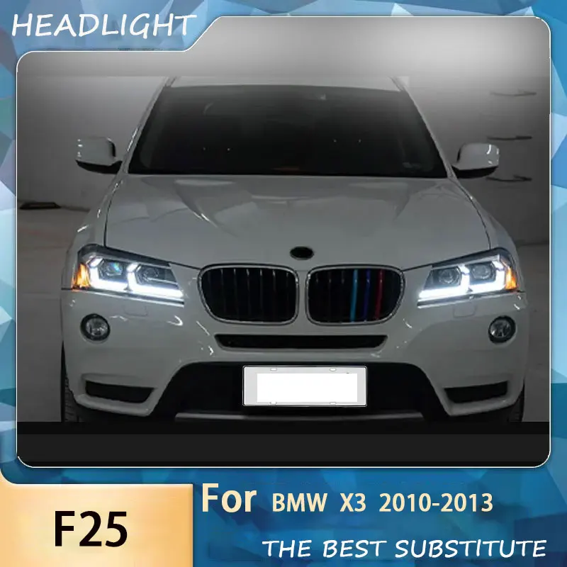 Suitable for BMW 2010-2013 X3 headlight assembly F25 modified LED daytime running light turn signal lens headlight