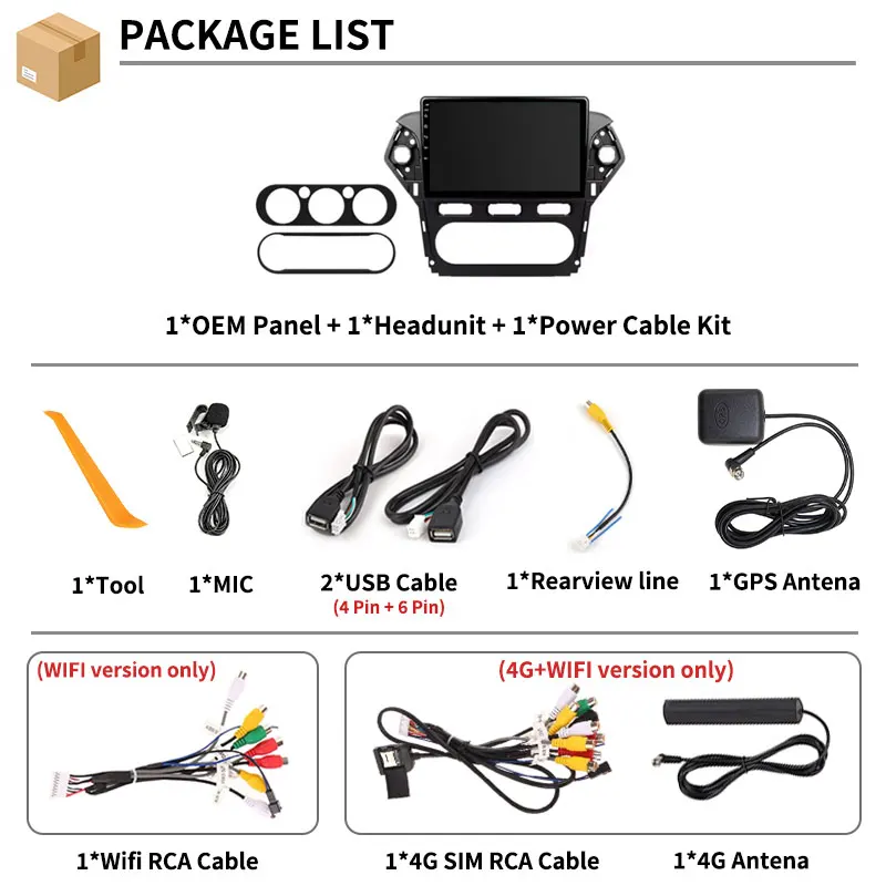 لاسلكي Carplay أندرويد 15 لفورد مونديو 4 Mk4 2006 - 2014 راديو السيارة BT 4G LTE SWC WIFI وحدة رأس الصوت 2din DTS DSP QLED RDS