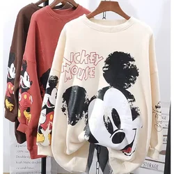 Disney Cartoon Mickey Mouse Print Sweatshirt Women Clothing Girl Coat Long Sleeve Tops Streetwear Spring Autumn Thin Lady Jacket