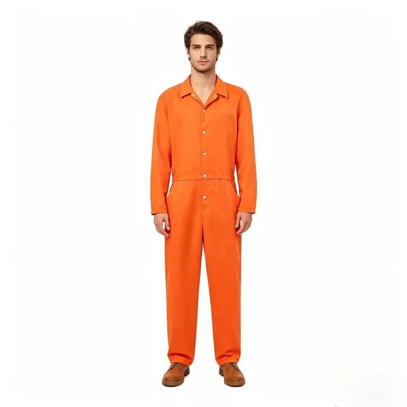Adult Prisoner Jumpsuit Cosplay Costume One‑Piece Outfit for Men Women Halloween Carnival Theme Party Role‑Play Fancy Dress