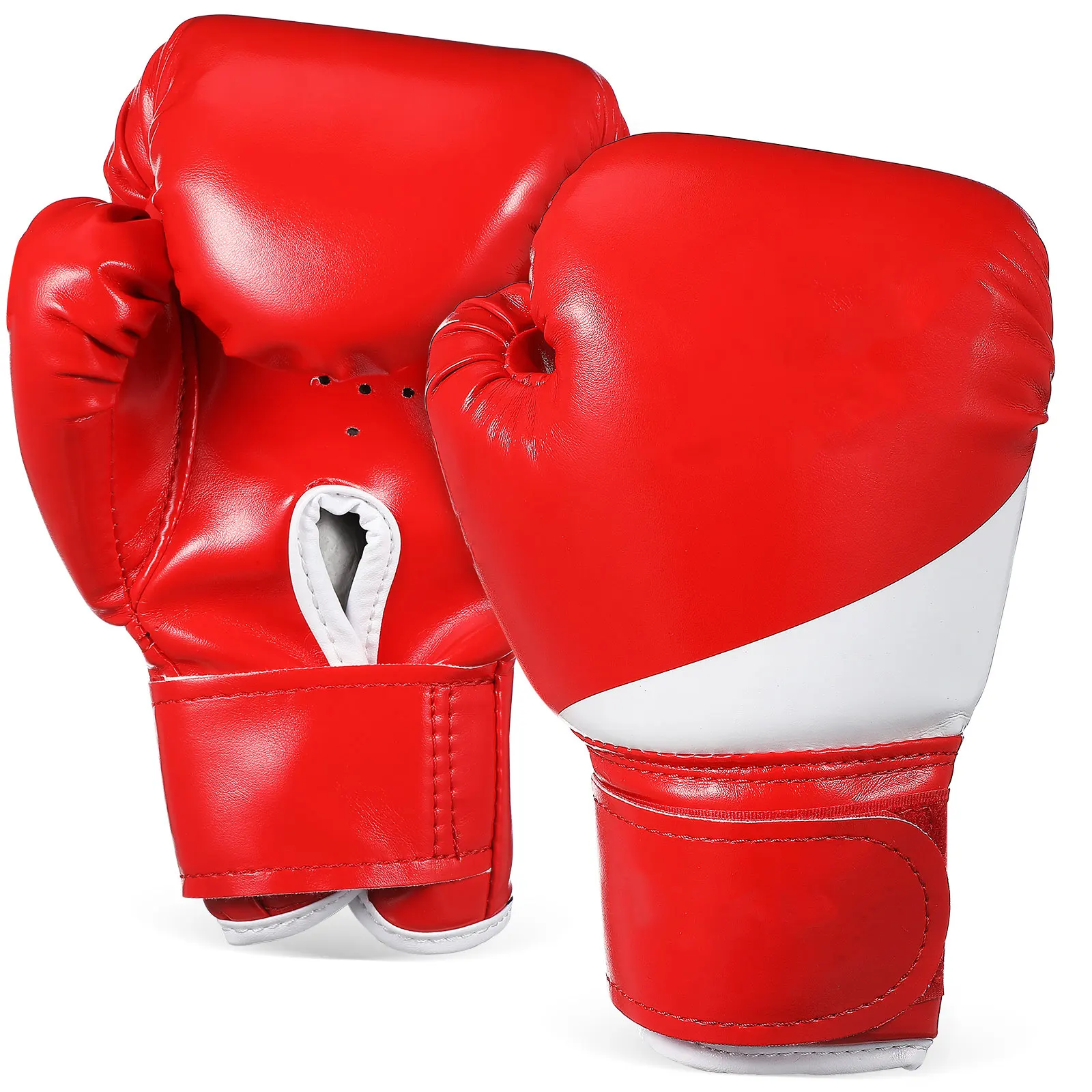 

1 Pair Kids Boxing Gloves Youth Red Fight Training Equipment Comfortable Protection Adjustable Closure Kickboxing