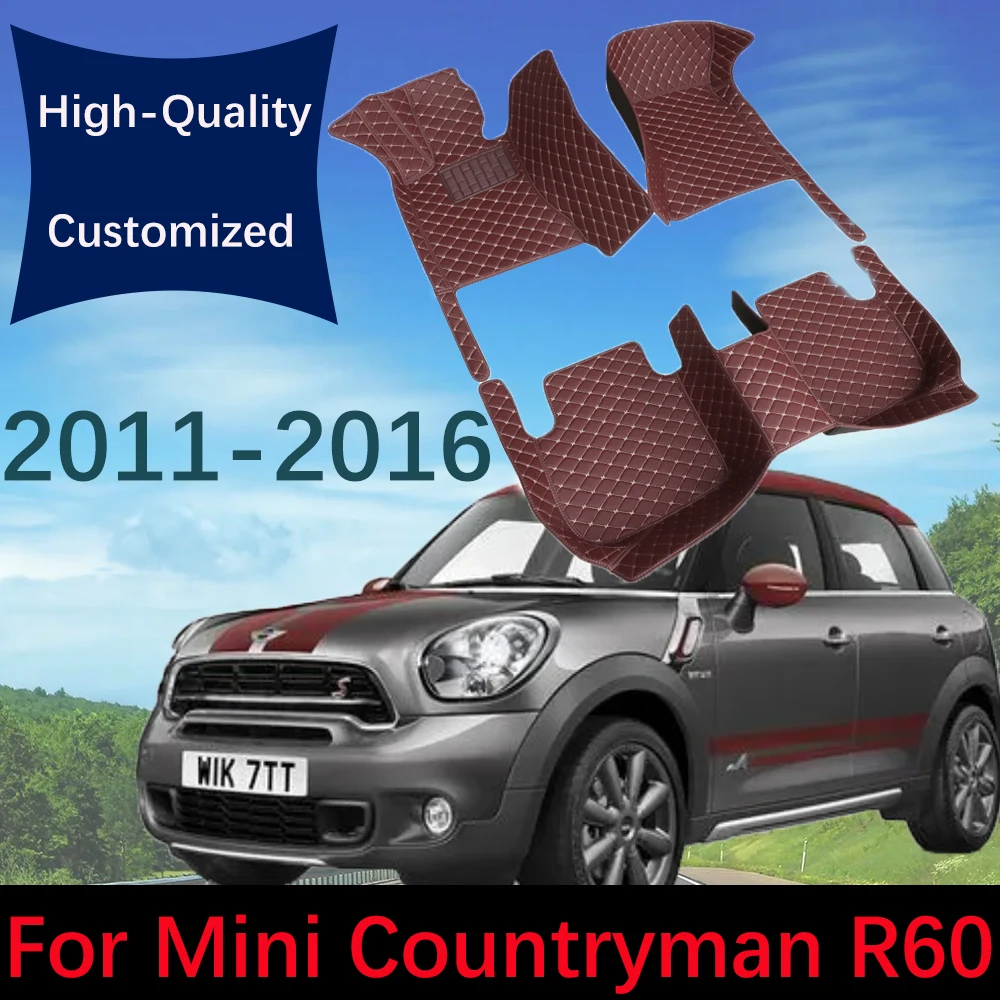 

Custom Leather Car Floor Mats For Mini Countryman R60 2011~2016 Automobile Carpet Rugs Foot Pads Interior Accessories