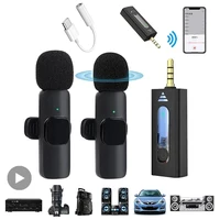 Micrófono de solapa inalámbrico Lavalier con Bluetooth profesional, doble micrófono, ojal, corbata para iPhone, Android, teléfono móvil, PC Micro