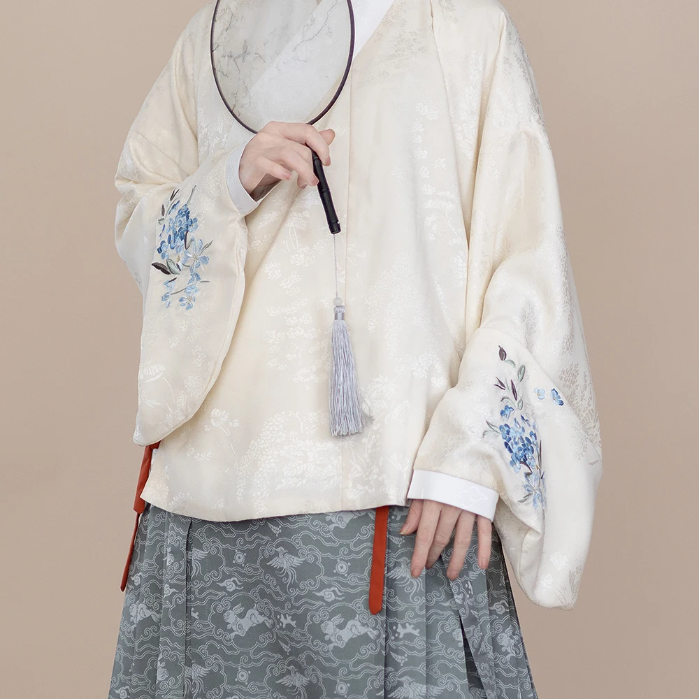 

Оригинальный дизайн, женский двухслойный топ Hanfu с воротником, вышивка Ming Dynas, внутренняя и внешняя одежда, весна-осень