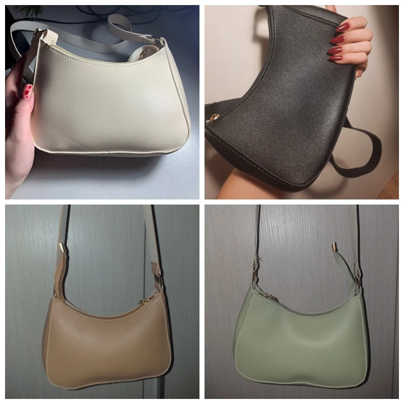 Retro einfarbig pu Leder Schulter Achsel Tasche Damenmode Handtaschen Hobos Geldbörsen und Handtasche Damen Umhängetaschen – Detail 2