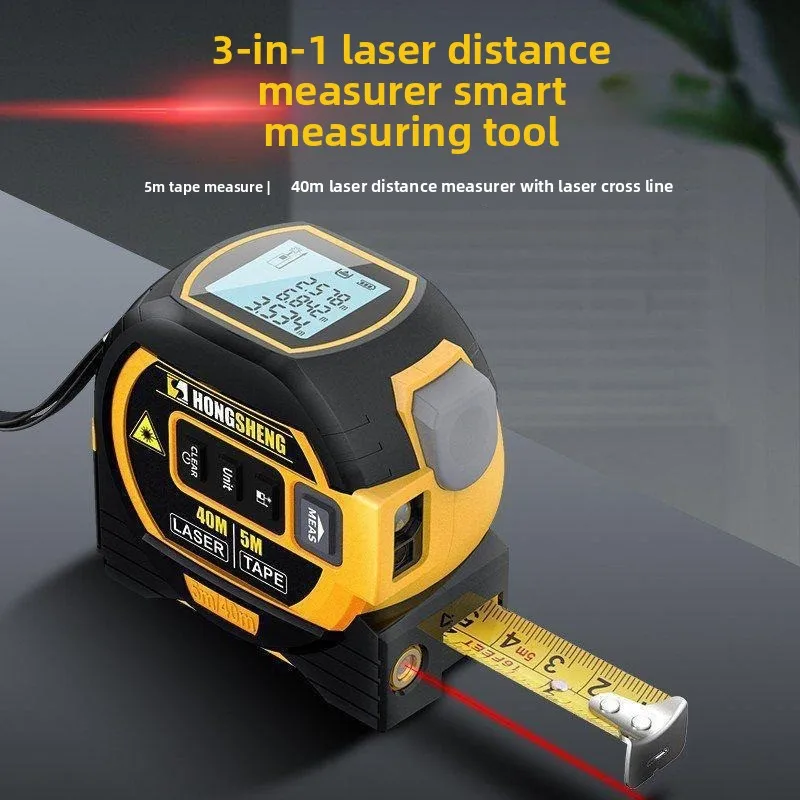 

Laser Tape Measure Meter Building Measurement Device 3in1 Laser Rangefinder 5M Tape 60M Laser Measure with LCD Digital display
