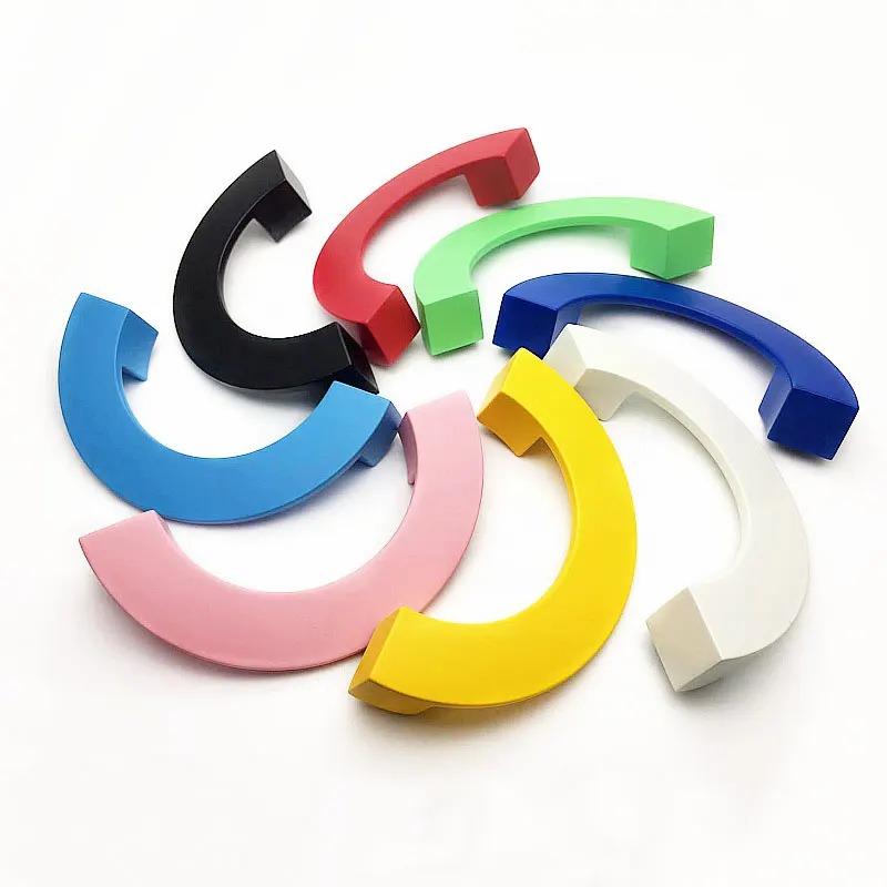 Semi-circle Cabinet Handles Bedroom Wardrobe Pulls Colorful Furniture Handle for Children\'s Room Modern Kitchen Accessories