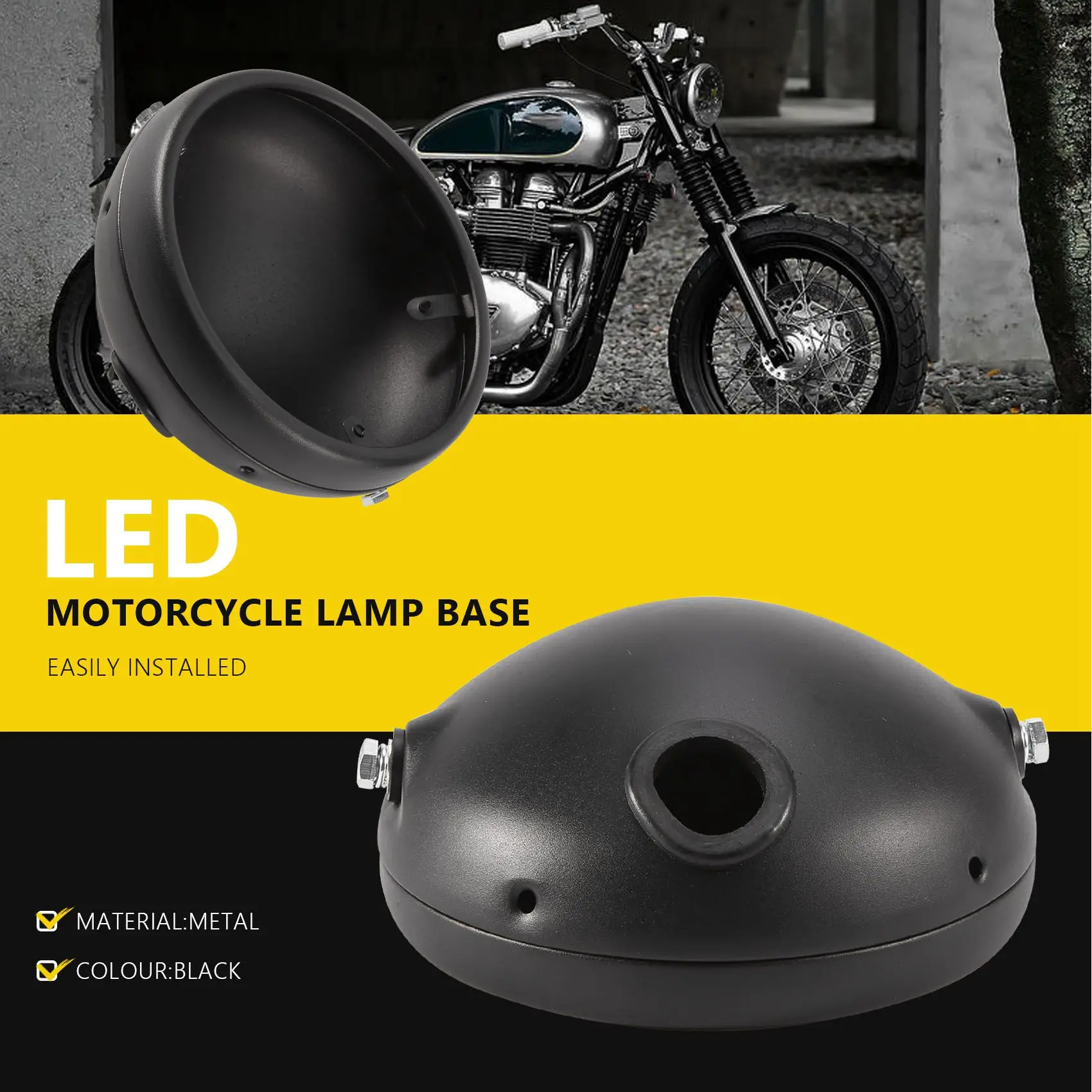 Base de lumière de sauna LED modifiée pour moto, rétro, coque, 7 pouces