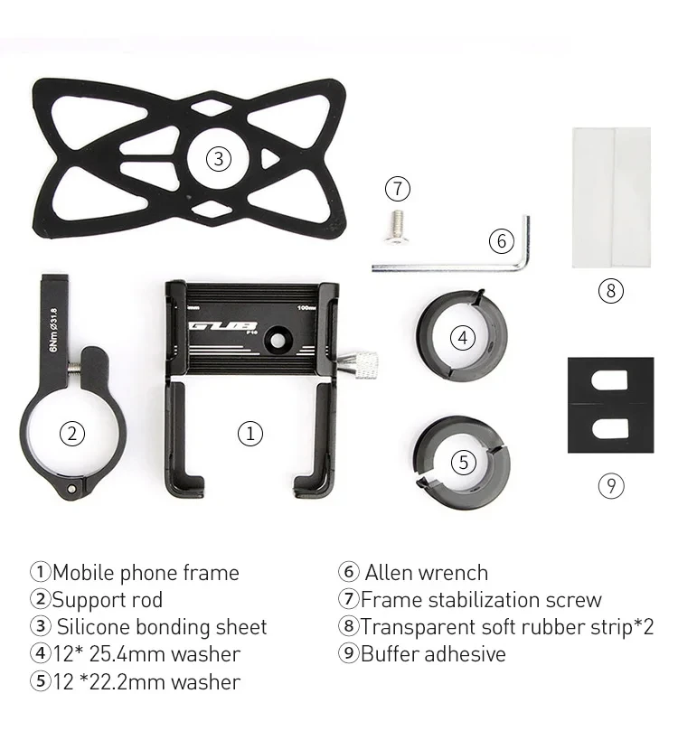 GUB P10 Fahrrad-Telefonhalter, Halterung aus Aluminiumlegierung, Motorrad-Fahrradständer, Halterung, Lenkerclip für 55–100 mm – Detail 13