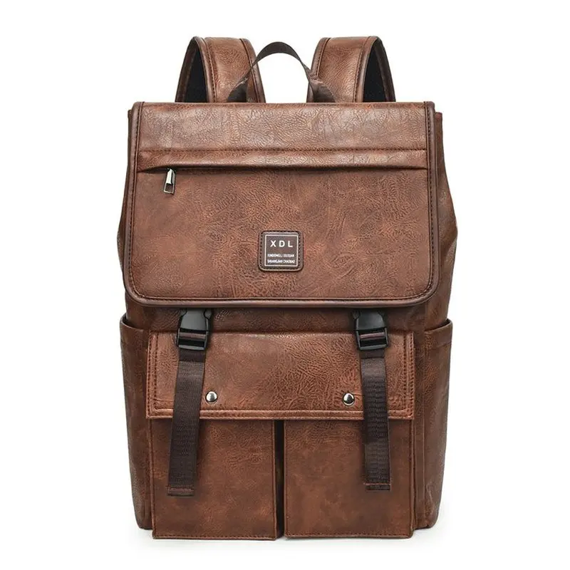 New High Quality Men Luxury Leather Backpacks 15 Inch Laptop Bag Large Capacity Travel Backbag Covered backpack schoolbag