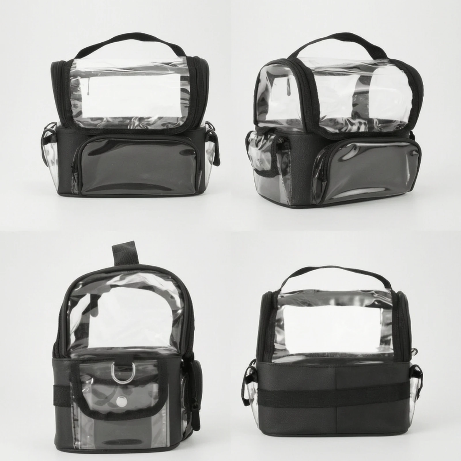 Clear PVC Cosmetic Organizer Multi-Compartment Zippered Toiletry Organizer with Carry Handle Transparent Cosmetic Travel Case