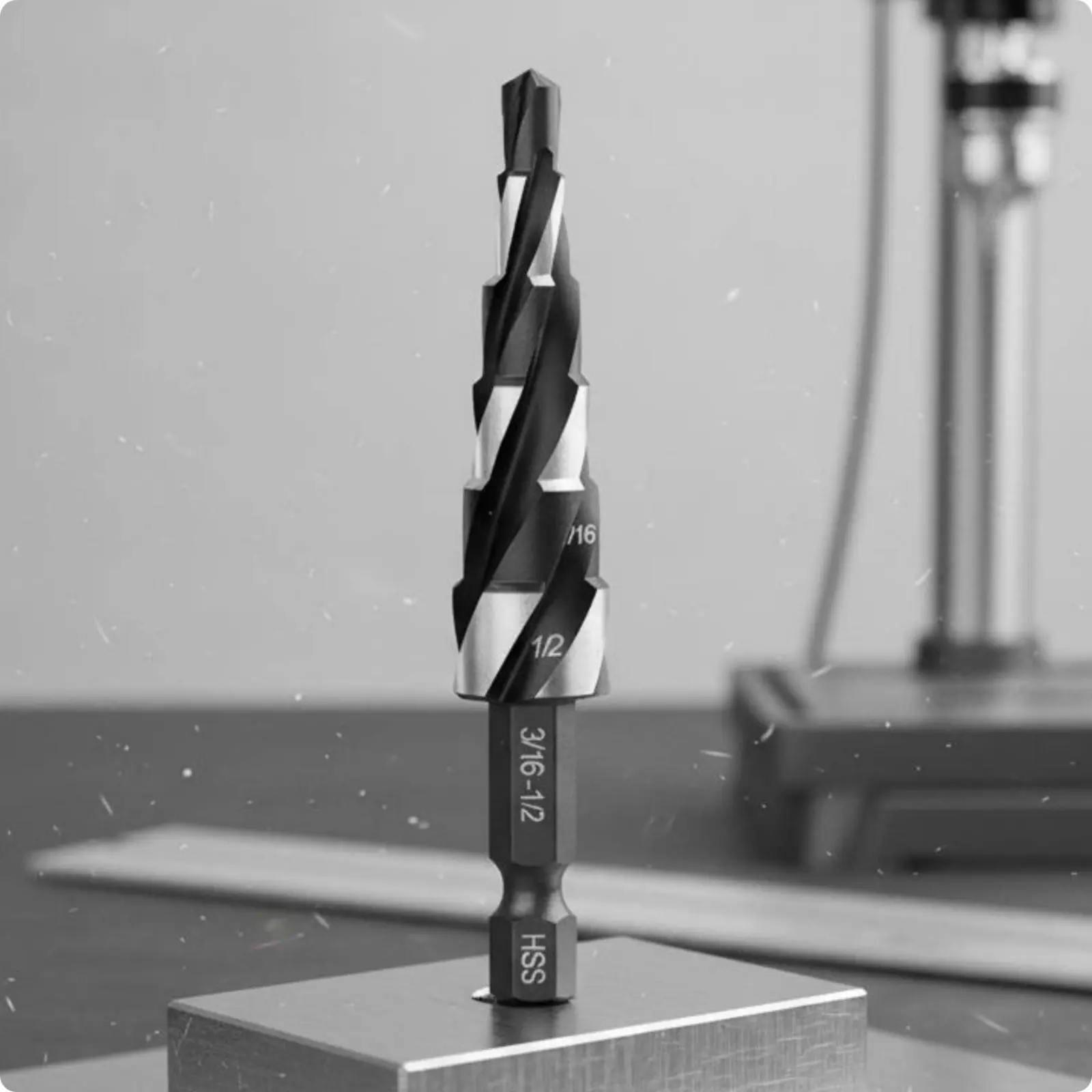 

5 Pieces Hex Shank Step Drill Bit Set Spiral Flute Hex Shank Step Drill Drilling Tool Inch Sizes Quick Change