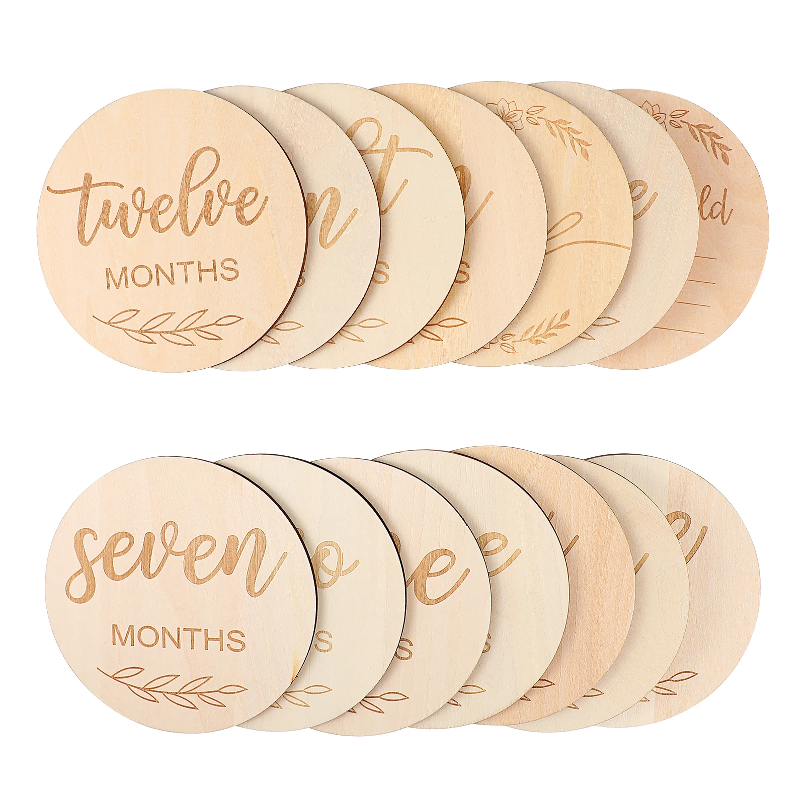 

Wooden Baby Month Slices 12 Pieces Newborn Girl Gifts Photography Prop Eco Friendly Baby Milestone Cards Wooden Monthly