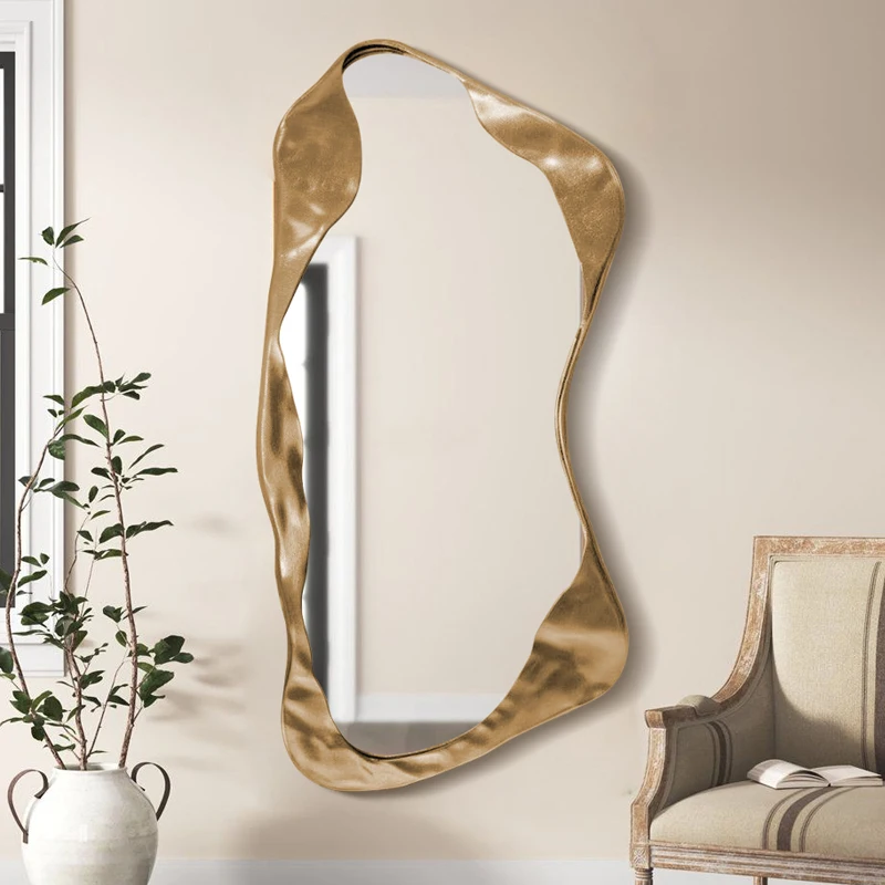 

Wall Vintage Frame Abnormity Irregular Mirror High End Dressing Home Decorations Gold Spiegel Wand Design Light Luxury Mirror