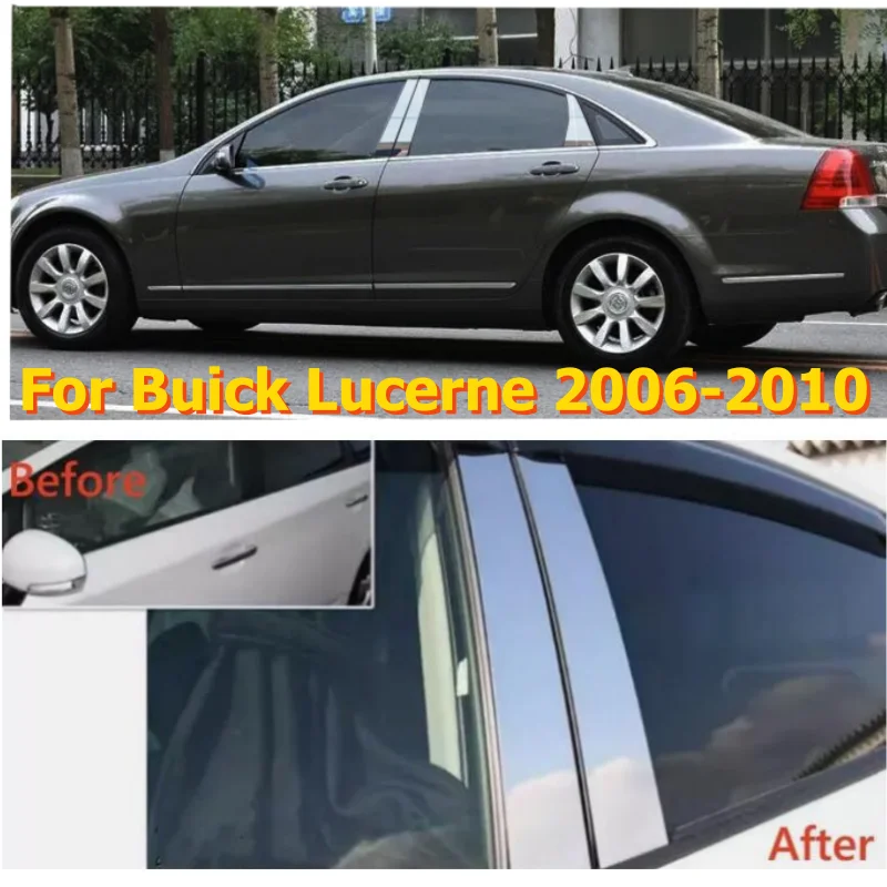 

6PCS/Set Chrome Window Door Trim Pillar Posts Cover For Buick Lucerne 2006-2010