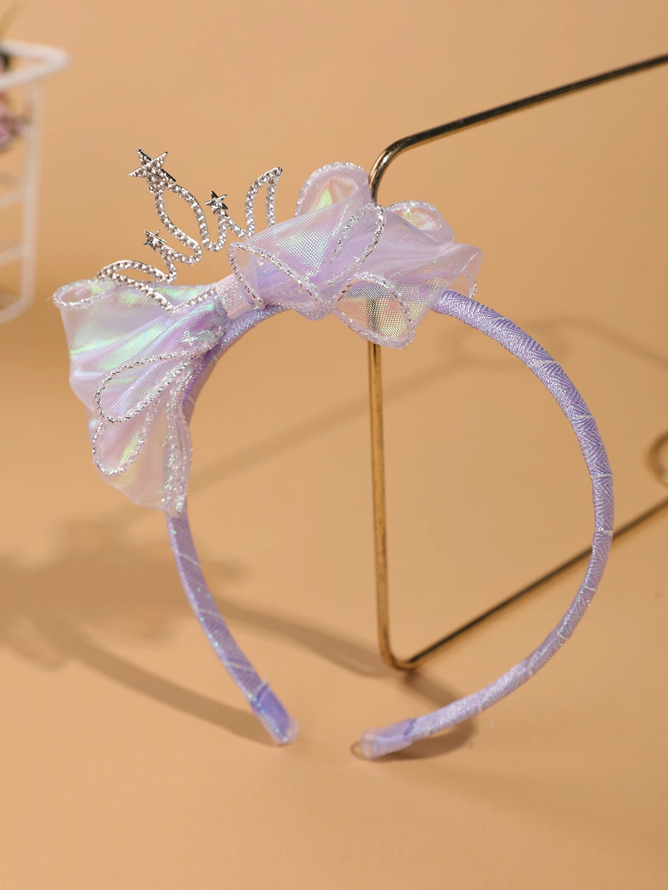 Modisches und schlichtes Kinder-Kronen-Haarband – leuchtend blaues Tüll-Haarband mit Schleife – Accessoire für Bühnenauftritte/formelle Kleider für Mädchen – Detail 12