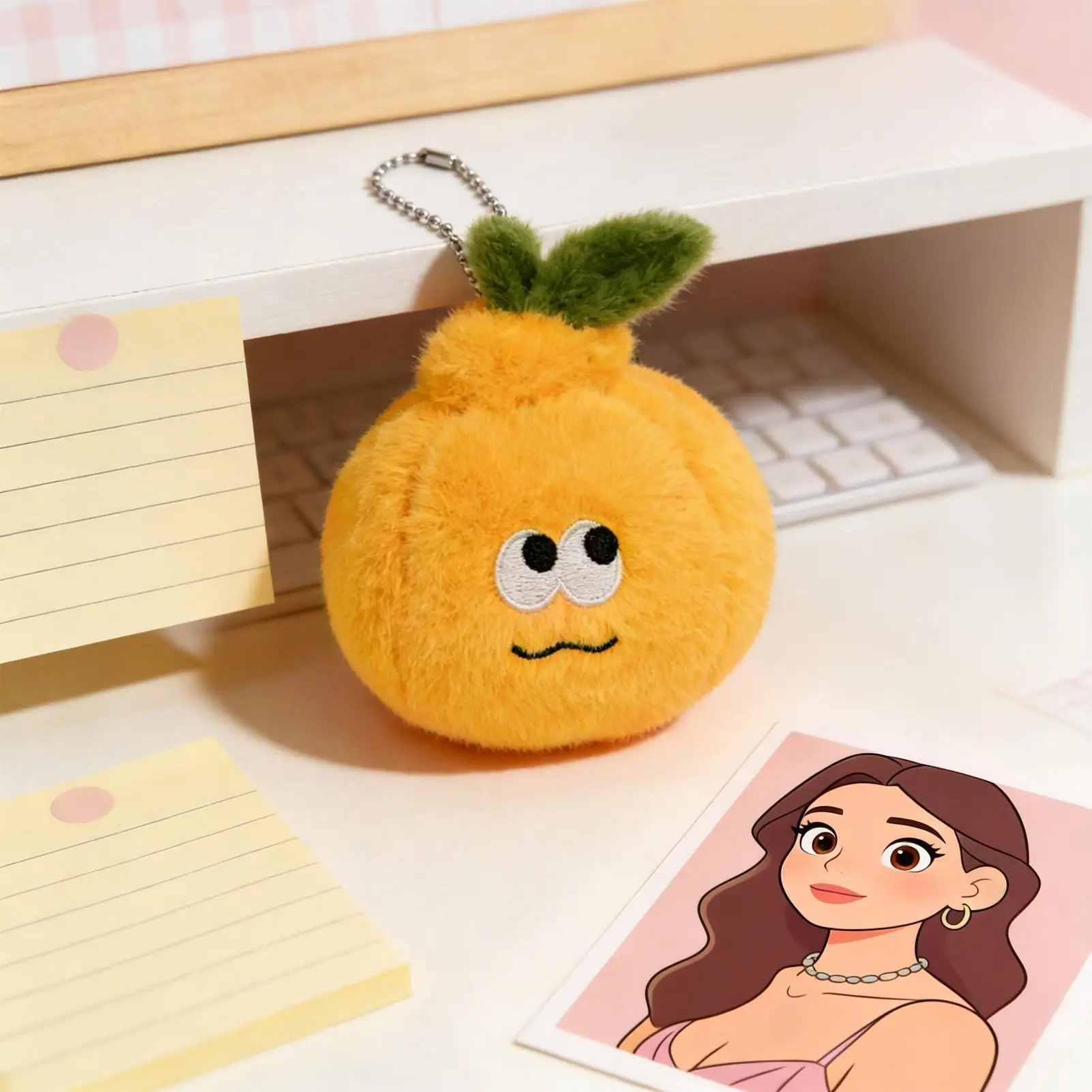Orange Keychain Peelable Design Bag Charm Cute Plush Keychain Fruit Keychain Plush Bag Pendant for Backpack Purse Birthday Gift