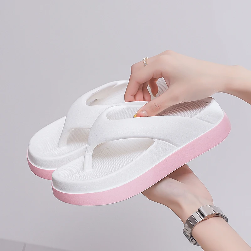 Sandal jepit wanita, Kasut datar Platform kasual anti slip luar ruangan fitur unik 2024