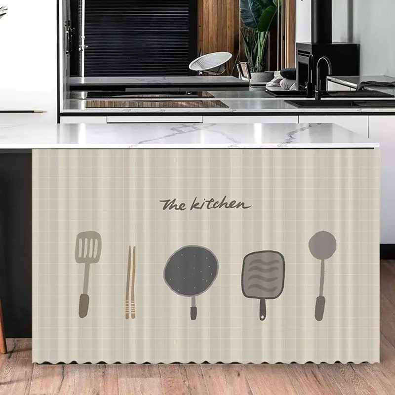 VIKAMA Cute Cartoon Kitchen Counter Curtain, Dustproof Cabinet Sink Cupboard Cover, Privacy Room Divider, Aesthetic Home Decor