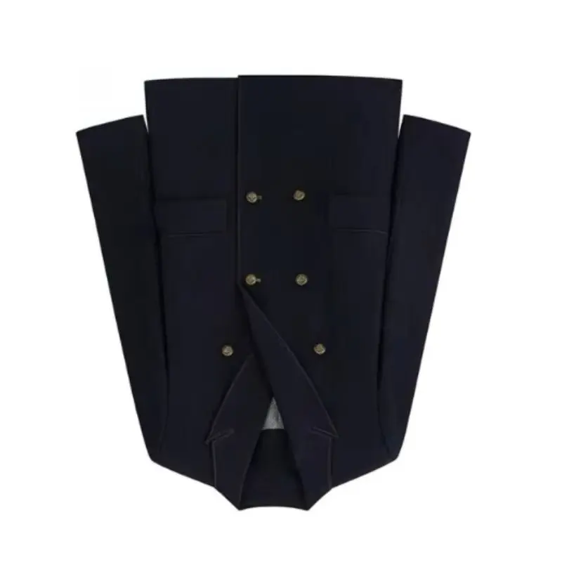 High Quality Blazer Women's Double-breasted Twill Design + Pendant Skirt Autumn Twill Retro Temperament Commuting Long Skirt