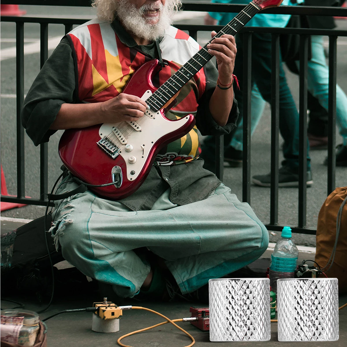 6 قطع من مقابض جيتار الجهير، أجزاء متينة، مقياس جهد الصوت من سبائك الألومنيوم باللون الفضي #4