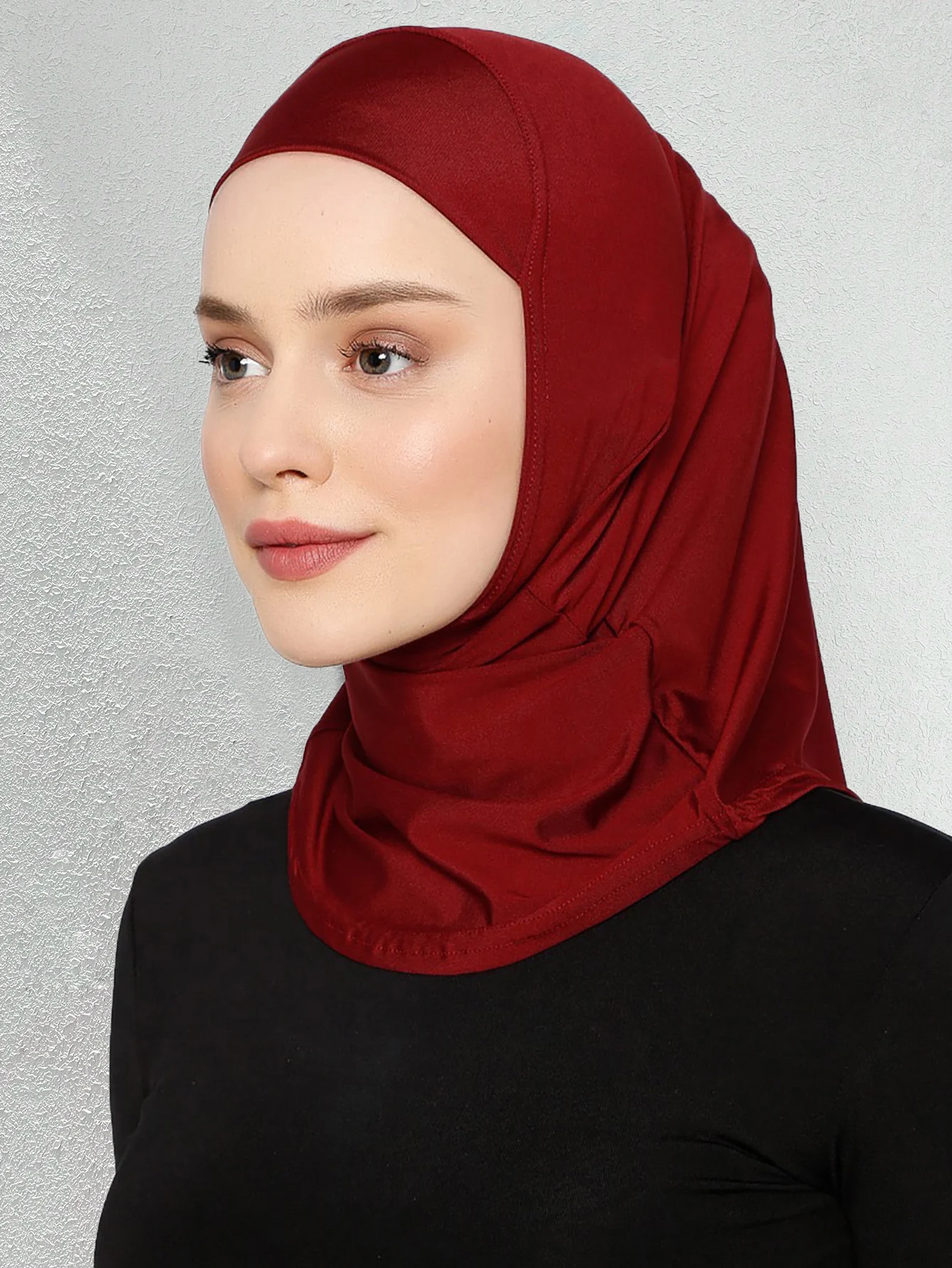 1pcs Women Muslim Elegant Solid Color Polyester Sports Hijab Head Cover All Season