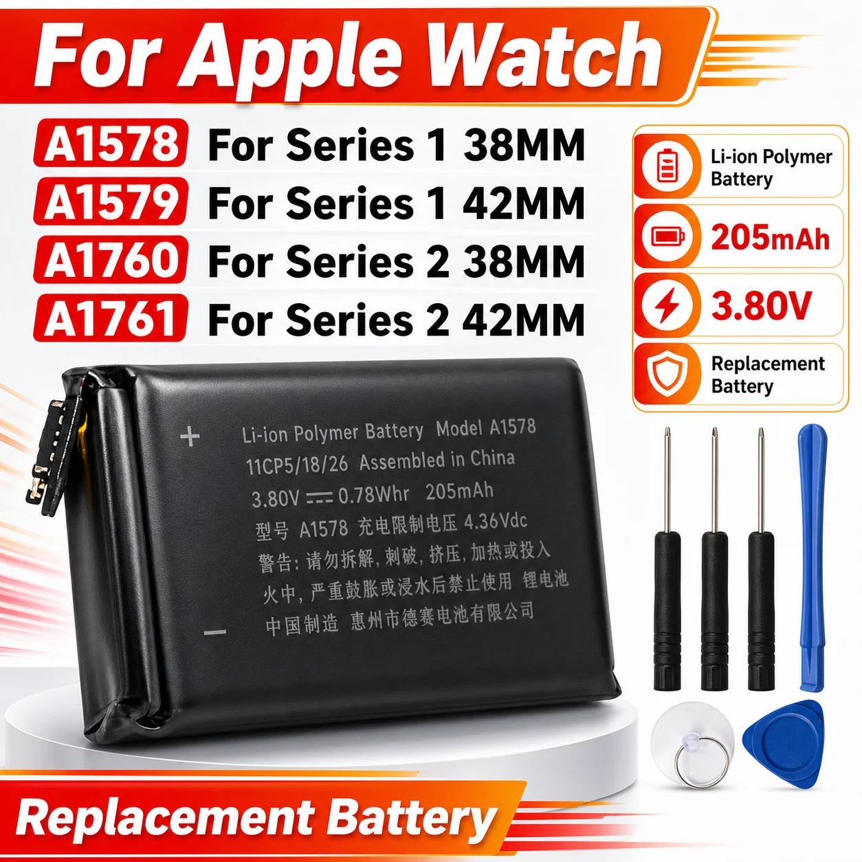 Smart Watch Replacement Battery A1578 A1760 A1761 A1579 For Apple Watch Series 1 2 38mm 42mm A1553 A1802 A1554