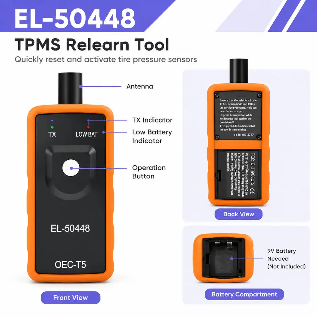 EL-50448 TPMS Relearn Tool Tire Pressure Sensor Activator Fit for Chevy Buick Cadillac GMC 2006-2022 Cars SUVs Pickups