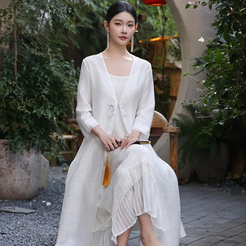 High-end Spring Summer Hanfu Thin Coat Chinese  Retro Embroidery Elegant Lady Sunscreen Clothing Female S-XXL