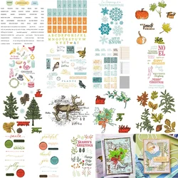 Linia ołówka Holly/Humpkin Leaves Stempel i wykrojniki Biały świąteczny stempel Jolly Sentiments do tworzenia kartek DIY Scrapbooking