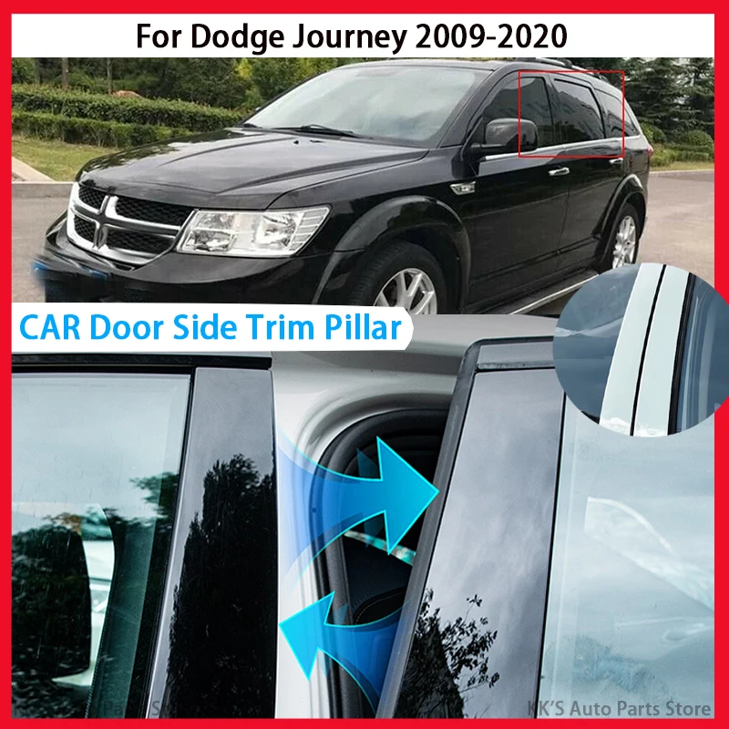

6pcs Black Pillar Posts Fit For Dodge Journey 2009-2020 2019 2018 2017 Car Door Side Moulding Trim Window Cover Exterior Parts